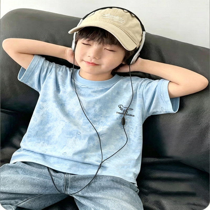 韩版扎染纯棉夏季儿童短袖T恤2026新款男童宝宝帅气潮酷夏装上衣