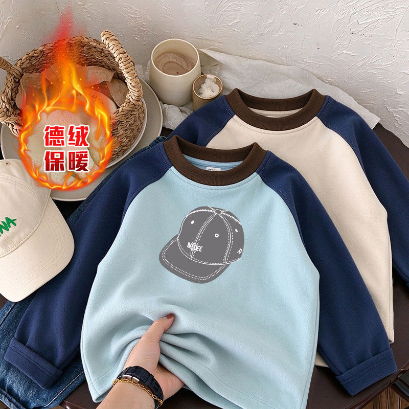潮童男孩上衣潮流德绒长袖