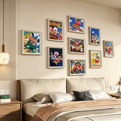 卡通动漫装饰画卧室客厅免打孔挂画现代简约儿童房组合壁画