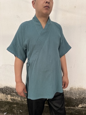 明制汉服半臂交领短衫纯棉横卧领短袖夏季男女款短打休闲民族汉服