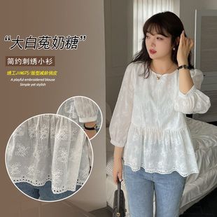 新款 W892轩辰大码 胖MM秋季 女装 小香上衣200斤减龄 甜美系刺绣小衫