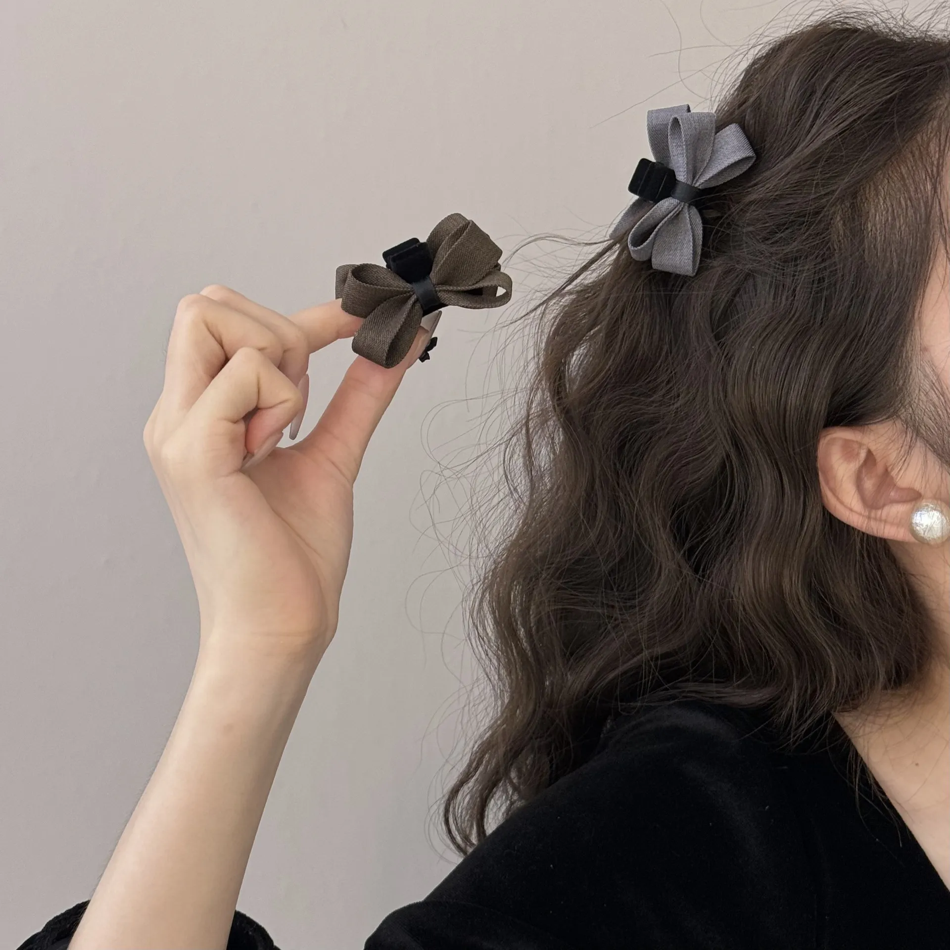 2025法式俏皮蝴蝶结抓夹女新款高级感公主夹发夹对夹小号夹子发饰