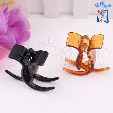 咖啡色迷你发夹马尾夹小型韩版三齿抓夹透明刘海夹