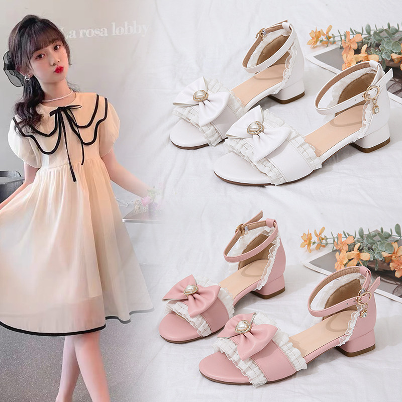 女童凉鞋公主鞋2025夏季新款时尚儿童高跟鞋小女孩软底中大童露趾