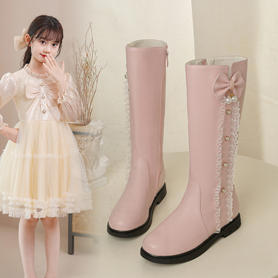 高筒靴女童冬季公主棉靴不过膝