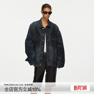 ECHOADE早秋B备 自然落色水洗破坏工艺超宽松大廓形牛仔夹克外套