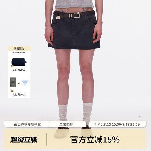 ECHOADE辣妹风 复古水洗磨旧直筒A字版型迷你修身牛仔短裙