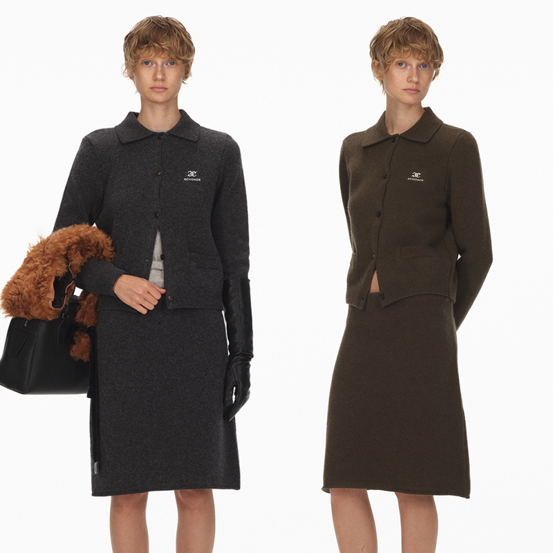 ECHOADE羊毛针织开衫半身裙套装