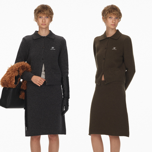 半身裙套装 ECHOADE优雅松弛 简洁利落羊毛针织开衫