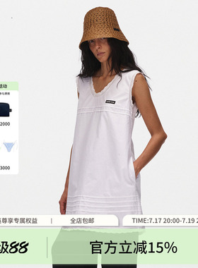 ECHOADE甄选高品质纯棉府绸迷你连衣裙圆领无袖a字裙子