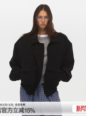 ECHOADE松弛廓形 细腻亚麻天丝材质宽松阔肩飞行员夹克外套