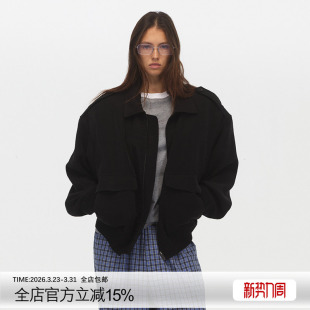 ECHOADE松弛廓形 细腻亚麻天丝材质宽松阔肩飞行员夹克外套