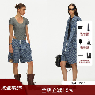 ECHOADE甄选柔软舒适纯棉 经典格纹落肩设计衬衫松弛慵懒中裤套装