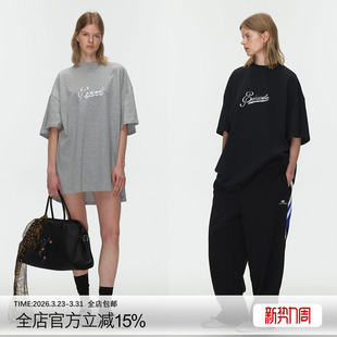 ECHOADE经典 女夏显瘦重工珠片绣花圆领宽松t恤连衣裙 廓形遮肉短袖