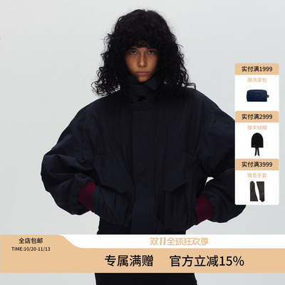 ECHOADE 松弛廓形 宽松落肩版型撞色袖口短款工装机能夹克外套