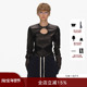 亲肤细腻羊皮 修身 版 ECHOADE柔美铠甲 型带扣长袖 皮革上衣
