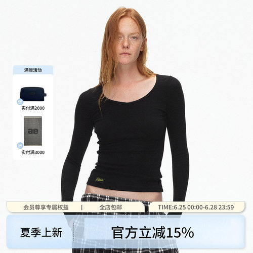 ECHOADE大圆领贴身长袖打底衫