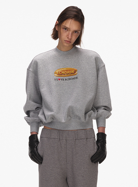 ECHOADE经典挺阔耐穿卡通印花圆领  短款长袖套头卫衣