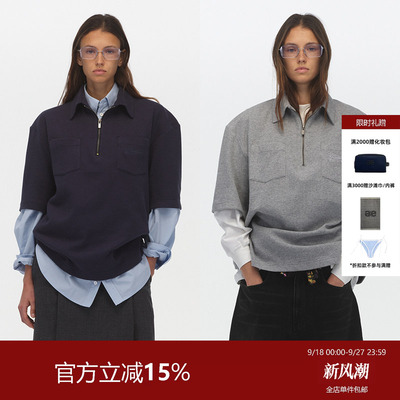 ECHOADE早春叠穿 宽松版型落肩设计logo刺绣短袖Polo衫T恤