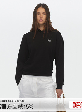 ECHOADE软糯高弹华夫格材质 利落正肩版型logo刺绣连帽长袖T恤