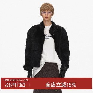 ECHOADE高级时髦 宽松短款版型直毛托卡皮毛一体皮草外套