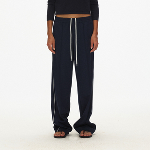 垂感细腻光泽感松紧腰设计直筒休闲长裤 ECHOADE松弛感与时装 相融