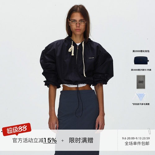 ECHOADE 秒变辣妹风 宽松落肩廓形版型 两面可穿休闲连帽卫衣