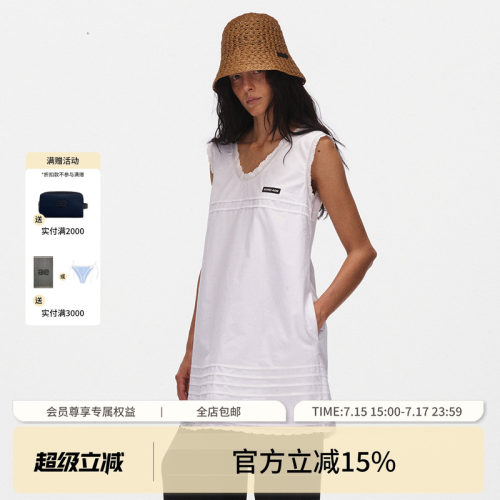 ECHOADE甄选高品质纯棉府绸迷你连衣裙圆领无袖a字裙子