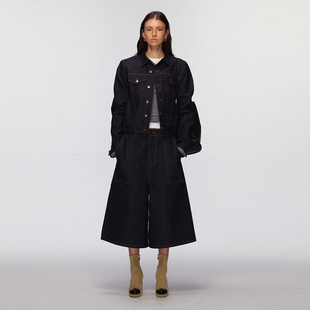 型牛仔中裤 丹宁原色微喇阔腿版 时髦中低腰设计 ECHOADE