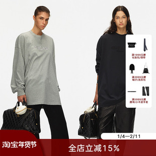 ECHOADE经典延续 精致小圆领Oversized落肩设计大廓形刺绣长袖T恤