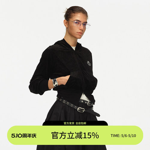 ECHOADE修身双开拉链连帽卫衣