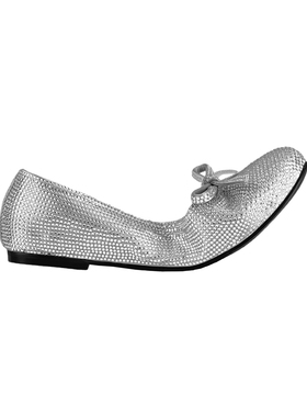 ECHOADE重磅 不费力时髦 圆头蝴蝶结炫彩烫钻芭蕾平底鞋