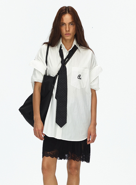 ECHOADE日本进口近江晒 新颖卷袖设计宽松廓形落肩袖格纹衬衫