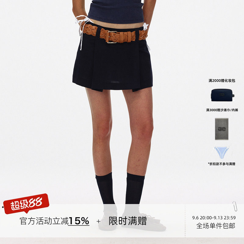ECHOADE 细腻亲肤 进口羊毛材质 前中压褶工艺俏皮西装迷你短裙图片
