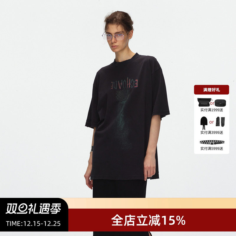 ECHOADE印花旧水洗宽松廓形T恤