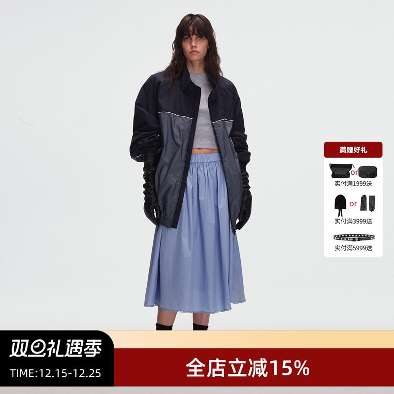 ECHOADE刺绣双头拉链露肩夹克