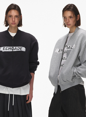 ECHOADE复刻经典 宽松版型可拆卸垫肩胶带印花棒球领卫衣