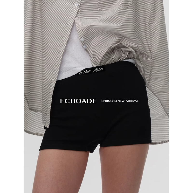 ECHOADE叠穿神器Black Boxer Shorts 时髦MIU风舒适logo平角短裤