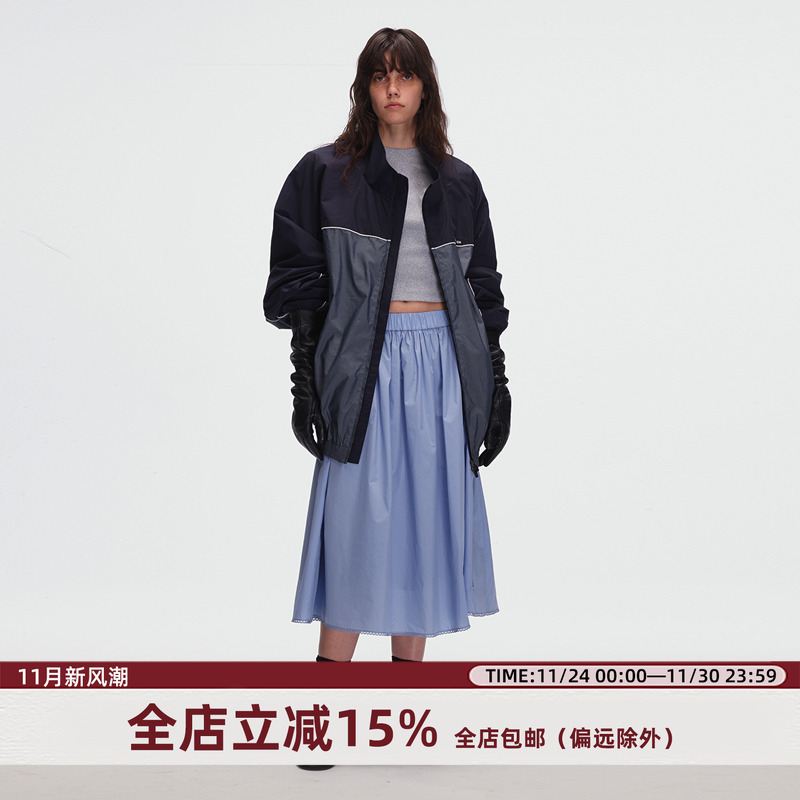 ECHOADE刺绣双头拉链露肩夹克