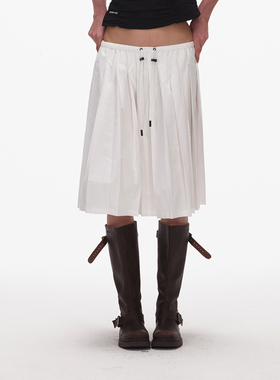 ECHOADE精选时髦轻盈材质 优雅小A字型松紧腰百褶半身裙