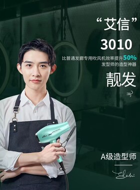 艾信3010高浓度负离子美发店防静电吹风机发型师快干两用热度高