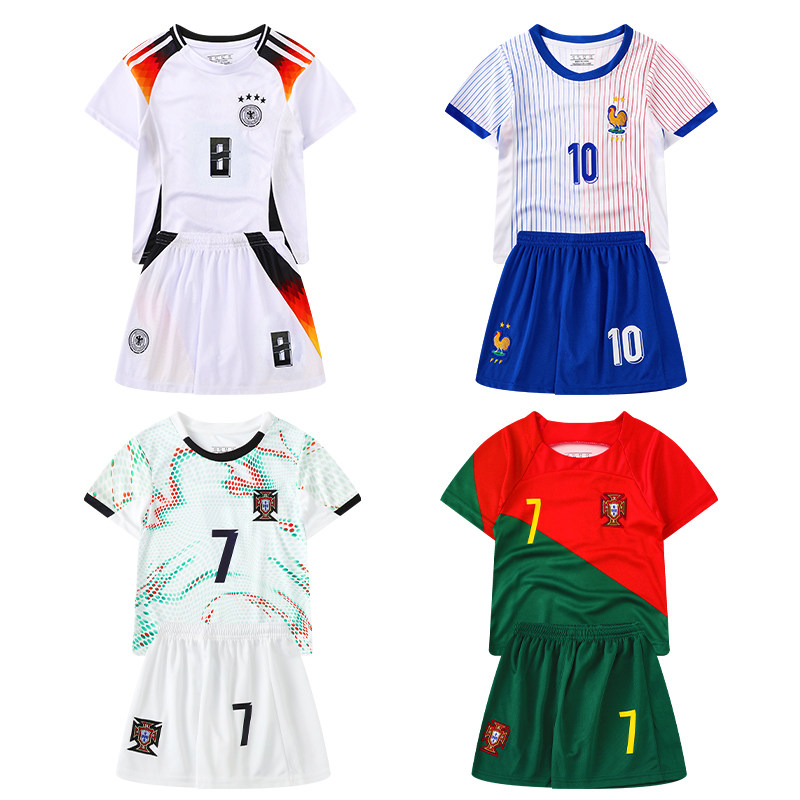 儿童足球服套装夏天男童皇马C罗7号运动球衣女孩比赛训练队服定制图片