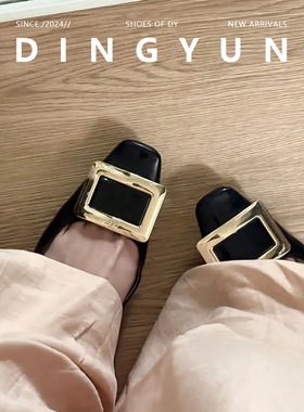羊皮版dingyun丁允RV方扣单鞋女方头女鞋百搭浅口通勤鞋子2026春