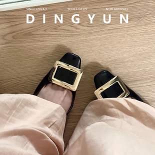 羊皮版dingyun丁允RV方扣单鞋女方头女鞋百搭浅口通勤鞋子2026春