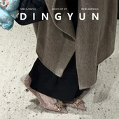 羊皮版 高级感绸缎一脚蹬单鞋 dingyun丁允尖头水钻高跟鞋 浅口婚鞋