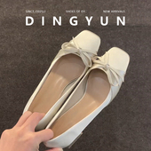 dingyun丁允粗跟单鞋 中跟法式 伴娘鞋 羊皮版 旗袍不累脚高跟鞋 方头