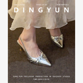 伴娘鞋 羊皮版 银色细跟高跟鞋 半拖鞋 2026春夏 dingyun丁允包头凉鞋