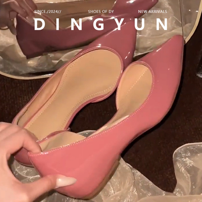 法式尖头仙女风单鞋一脚蹬内增高