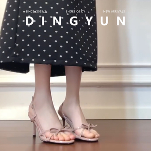 dingyun丁允百搭凉鞋 夏季 女高跟鞋 女鞋 细跟一字带2026新款 羊皮版