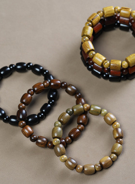 正宗绿檀木黑花梨佛珠手串天然檀香木阿根廷手链男女士款饰桶珠